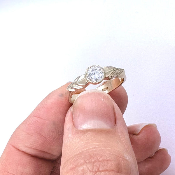 Chevron Solitaire 14K Yellow Gold