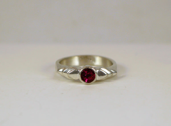 Chevron Birthstone Solitaire Silver